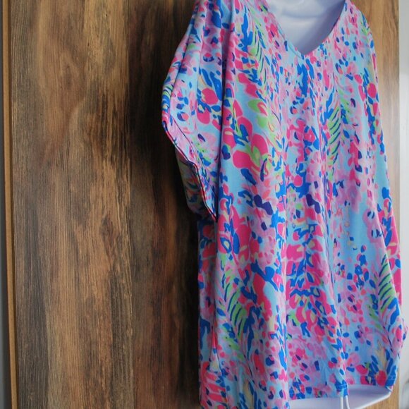 Women's V Neck Oversized Shirt Top Blouse Multi Color L - Picture 5 of 7